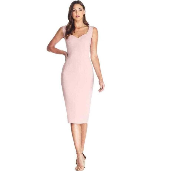 DRESS THE POPULATION Nicole Sweetheart Neck Cocktail Pink Dress Size L $148 - Picture 1 of 6